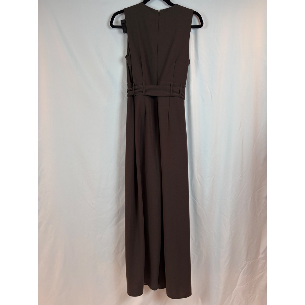 Shelby & Palmer Brown Surplice Wide Leg Sleeveless Belted Jumpsuit Size 10 - Picture 10 of 13
